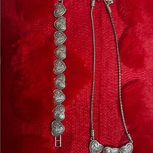 Brighton Antiqued Silver Triple Heart Necklace and Bracelet